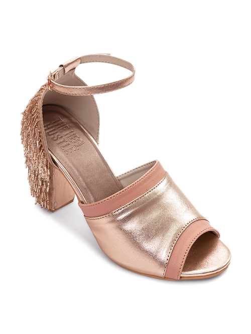 The Heel Hustle Altair Rose Gold Ankle Strap Sandals Price in India