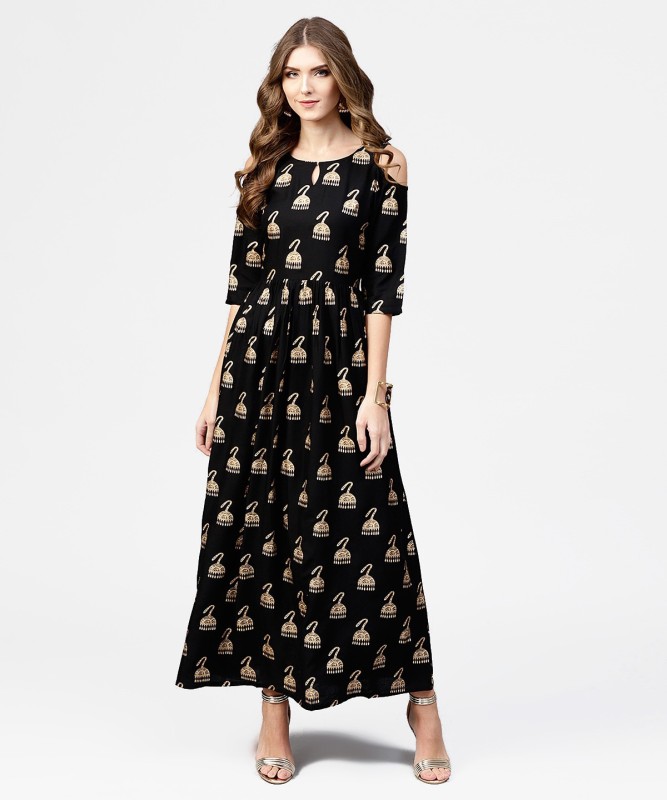 Women Printed Rayon A-line Kurta Price in India