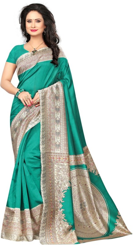 Printed Bhagalpuri Poly Silk Saree Price in India