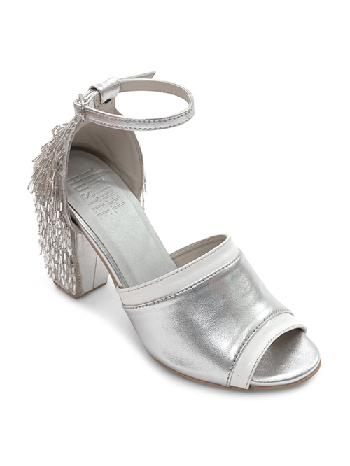 The Heel Hustle Vega Silver Ankle Strap Sandals Price in India