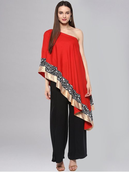 La Firangi Red Regular Fit Cape Top Price in India