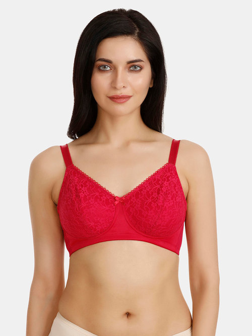 Zivame Red Non Wired Non Padded Full Coverage Bra Price in India