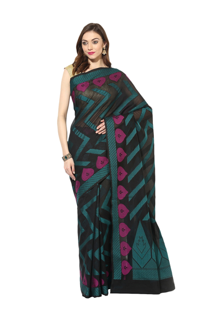 Avishi Black Woven Pattern Banarasi Saree With Blouse Price in India