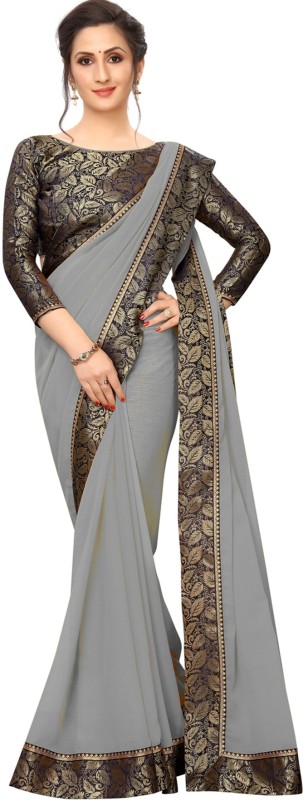 Solid Bollywood Georgette, Chiffon Saree Price in India