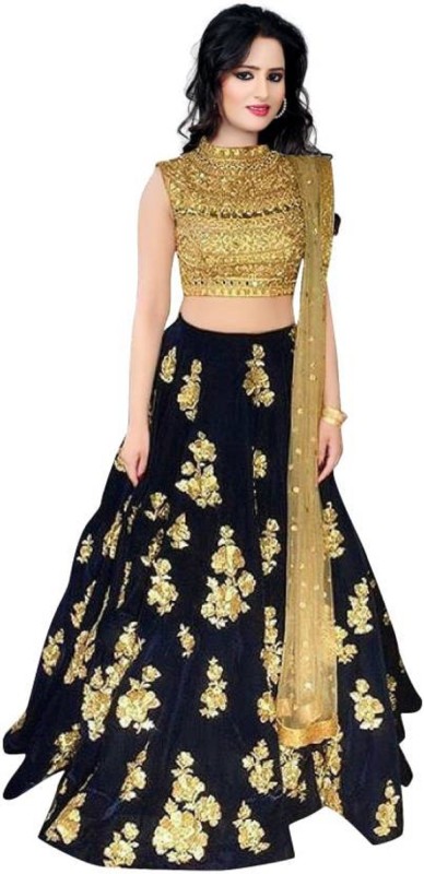 Embroidered Semi Stitched Lehenga, Choli and Dupatta Set Price in India