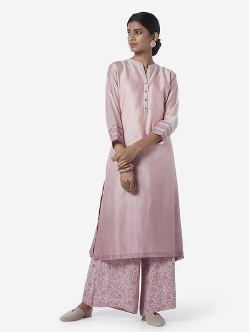 Zuba by Westside Pink Ombre Checkered Print A-Line Kurta Price in India