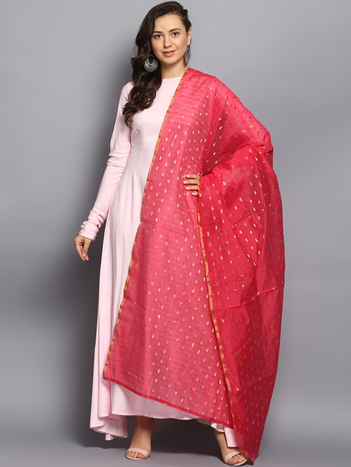Amaiva Baby Pink A Line Kurta With Dupatta Price in India