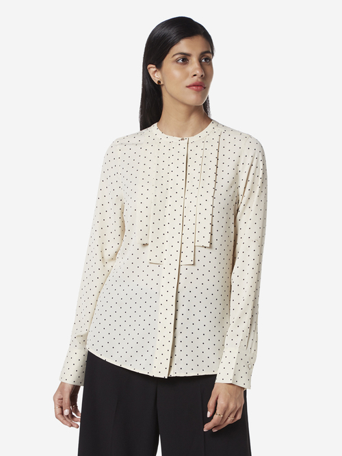 Wardrobe by Westside Off White Polkadot Print Shirt Price in India