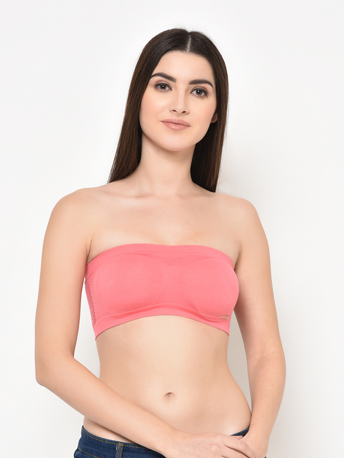 Da Intimo Pink Non Wired Non Padded Bandeau Bra Price in India