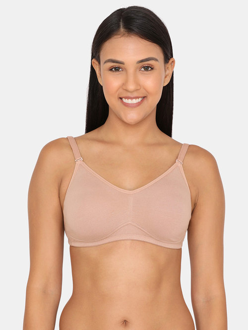 Rosaline by Zivame Beige Non Wired Non Padded Full Coverage Bra Price in India