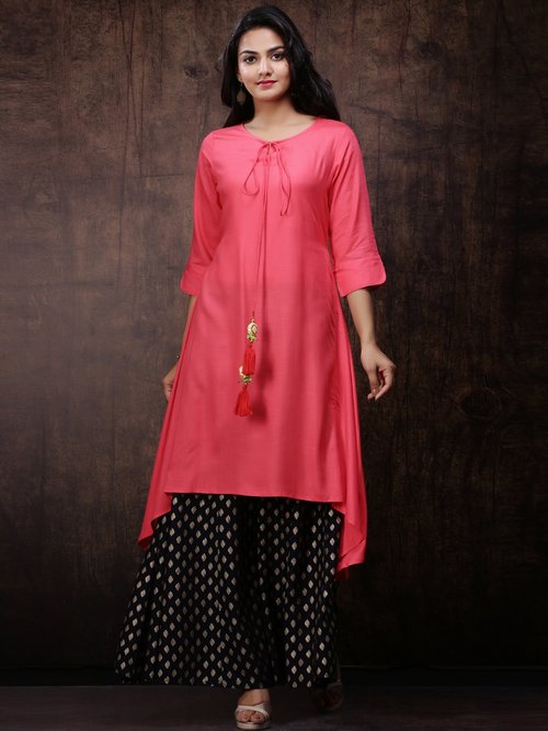 Juniper Pink High Low Kurti Price in India