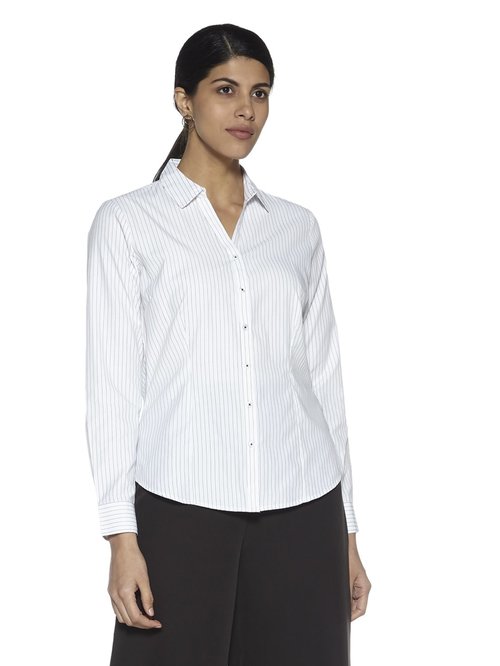 Wardrobe by Westside White Striped Rita Shirt Price in India