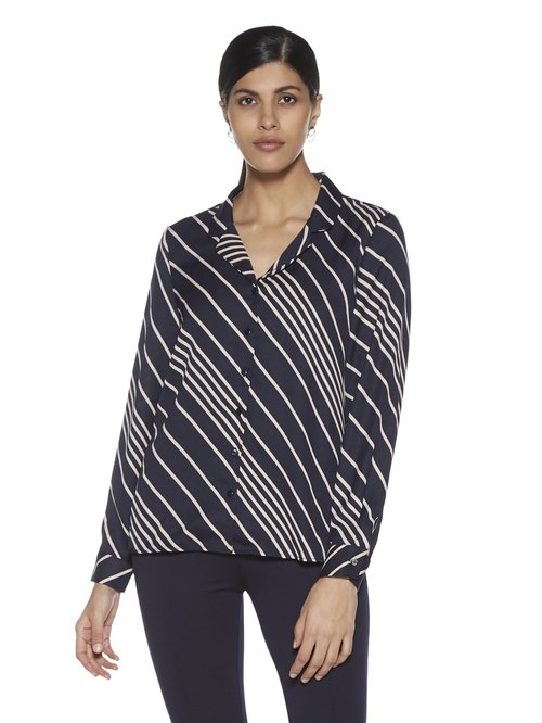 Wardrobe by Westside Navy Stripe Print Ionna Blouse Price in India