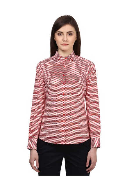 Park Avenue Red Regular Fit Printed Shirt Price in India