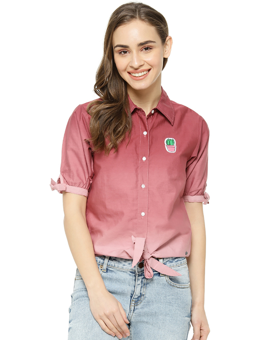 Campus Sutra Maroon Cotton Shirt Price in India