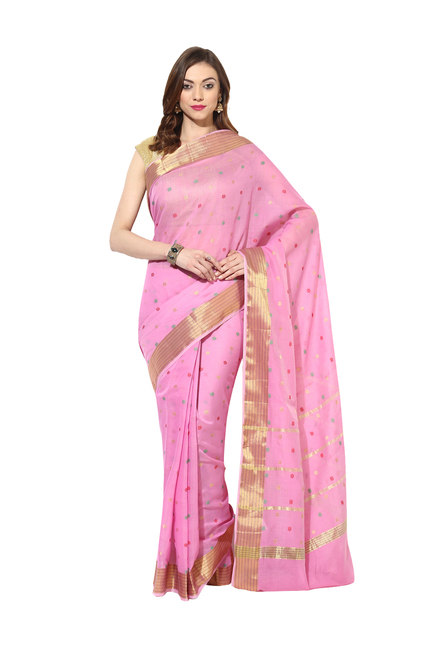 Avishi Pink Embroidered Saree With Blouse Price in India