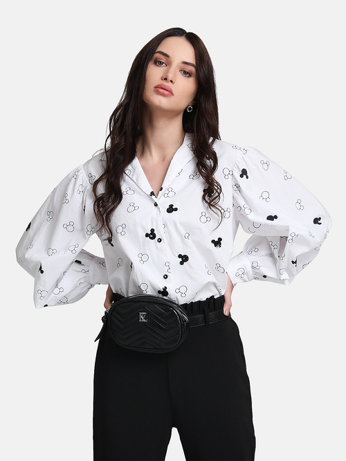 Kazo White Mickey Mouse Print With Sequin Shirt Price in India