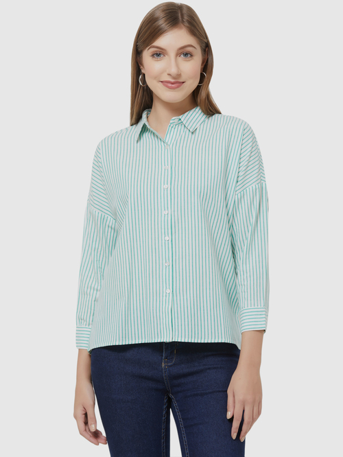 109 F Green Striped Shirt Price in India