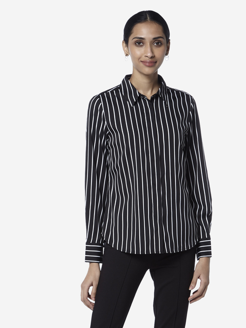 Wardrobe by Westside Black Striped Agnus Shirt Price in India