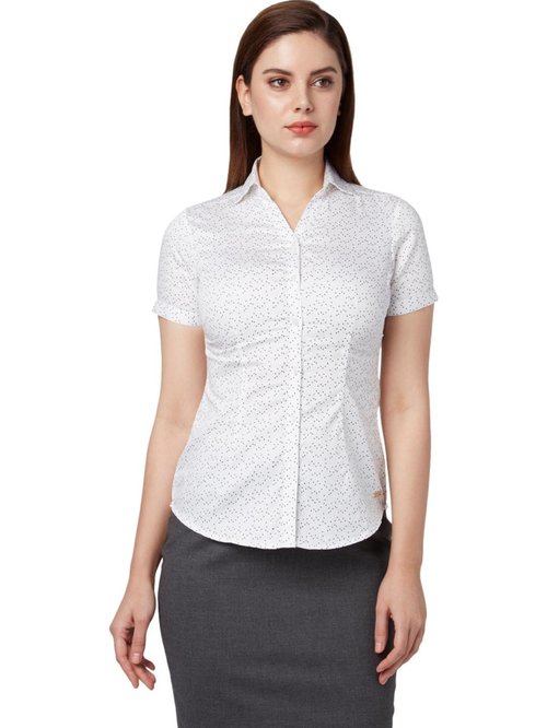 Park Avenue White Printed Shirt Price in India