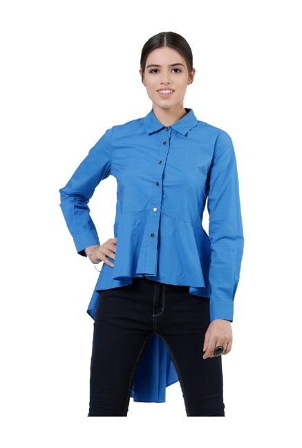 Label Ritu Kumar Blue Polyester Shirt Price in India