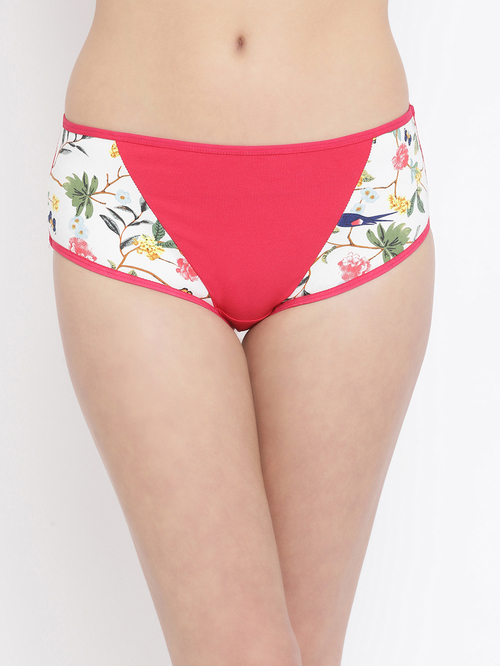 Clovia Pink Printed Hipster Panty Price in India