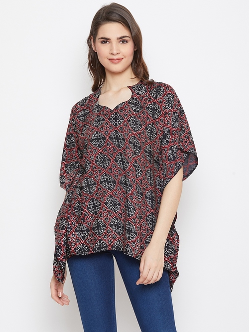 The Kaftan Company Black Printed Kaftan Top Price in India