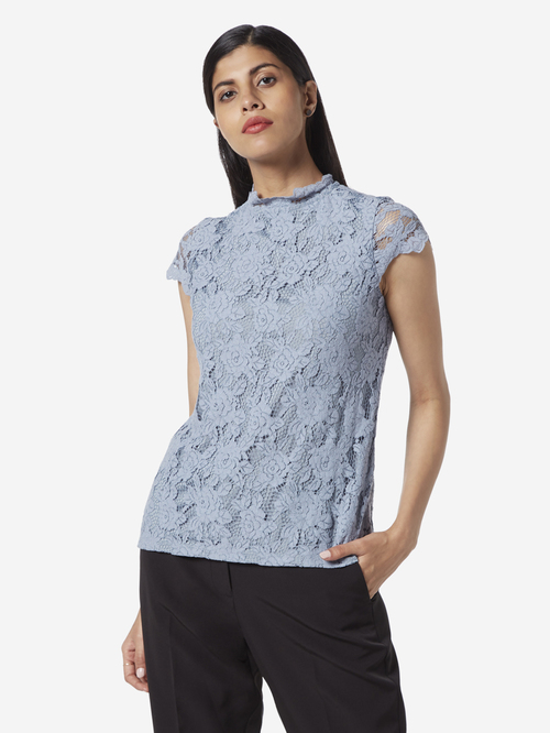 Wardrobe by Westside Blue Lace Kylie Top Price in India