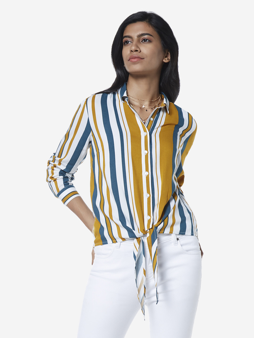 LOV by Westside Multicolour Striped Delana Casual Shirt Price in India