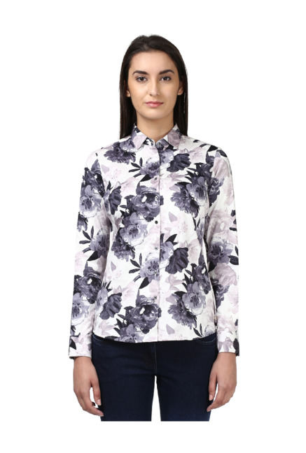 Park Avenue Grey Floral Print Shirt Price in India