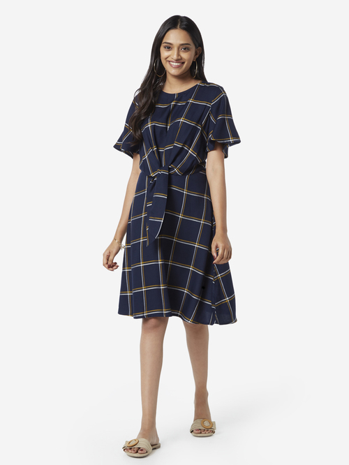 LOV by Westside Navy Checkered Dress Price in India