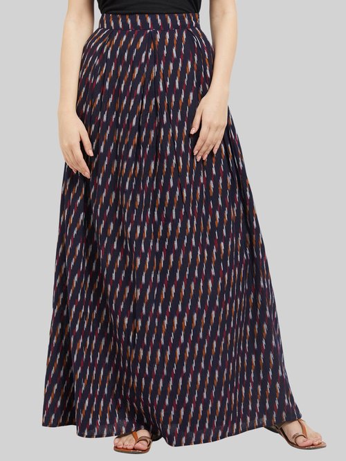 Fusion Beats Navy Printed Maxi Skirt Price in India