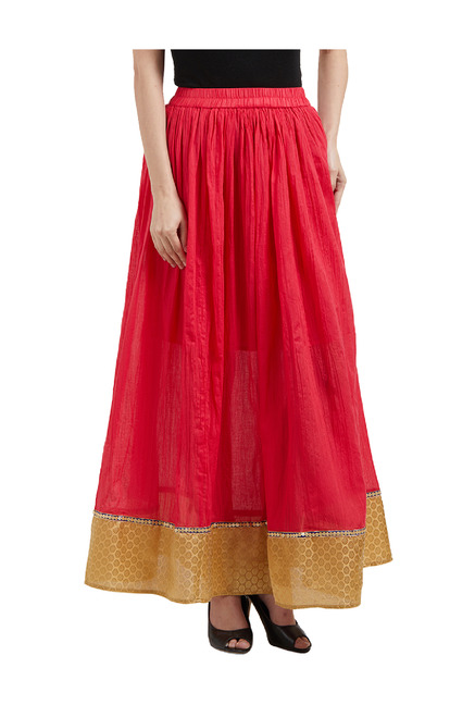 Fusion Beats Pink Maxi Skirt Price in India