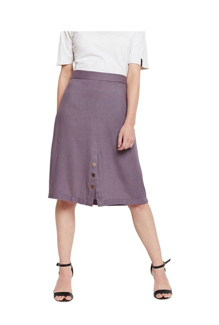 MEEE Grey Textured Knee Length Skirt Price in India