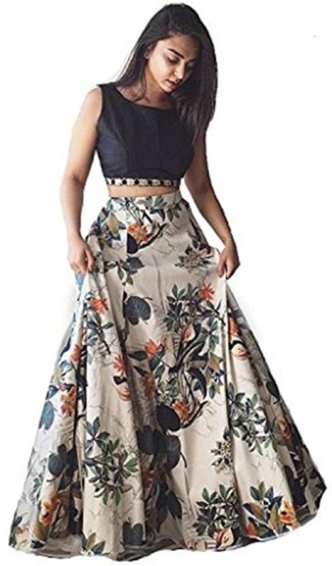 Floral Print Semi Stitched Lehenga Choli Price in India