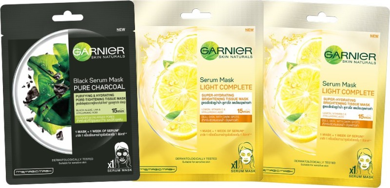 Garnier Skin Naturals Sheet Mask Pack of 3 (2 Light Complete + 1 Charcoal) Price in India