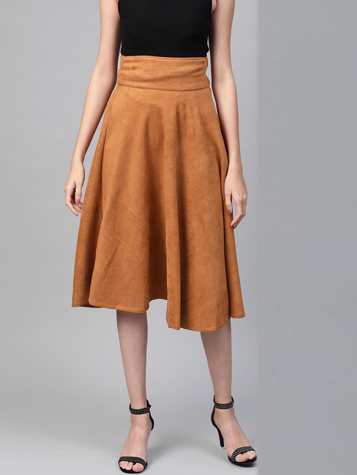 Runwayin Rust A Line Fit Skirt Price in India