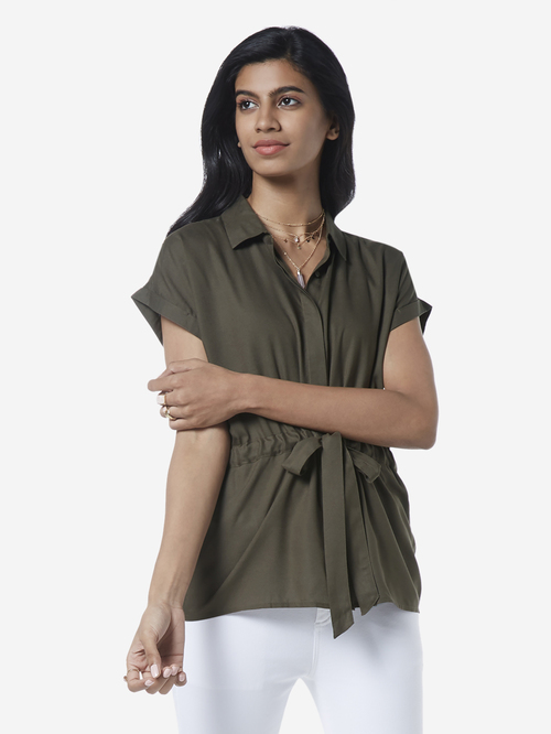 LOV by Westside Khaki Renita Casual Shirt Price in India