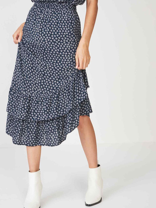 Cotton On Blue Printed Skirt Price in India