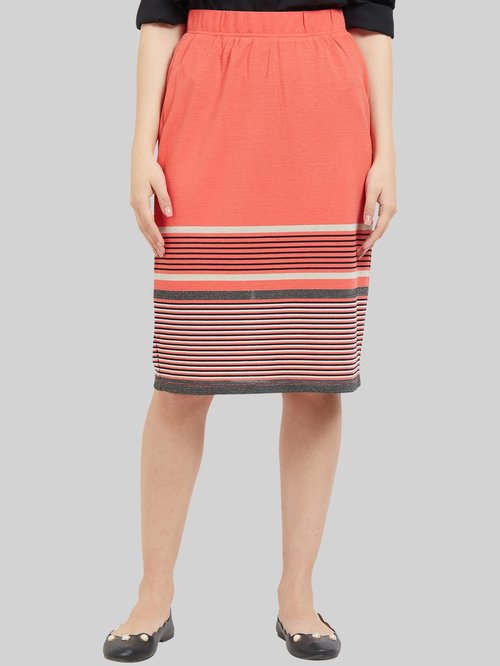 109 F Peach Striped A-Line Skirt Price in India