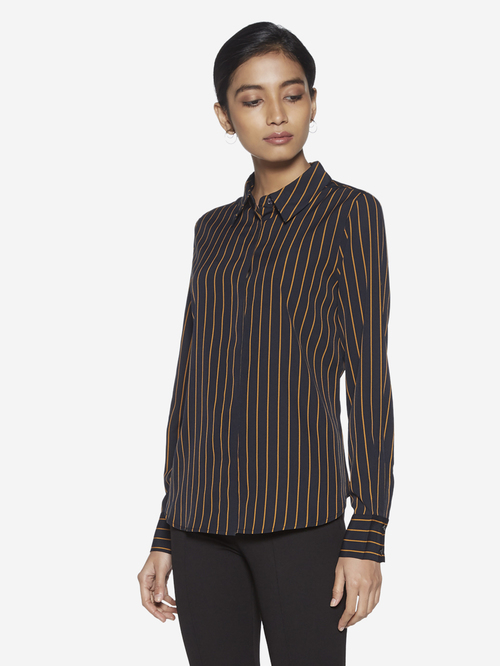 Wardrobe by Westside Navy Stripe Print Agnus Shirt Price in India