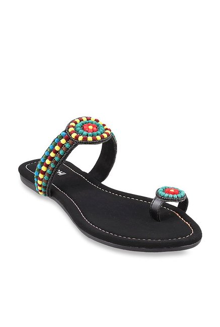 Mochi Black Toe Ring Sandals Price in India