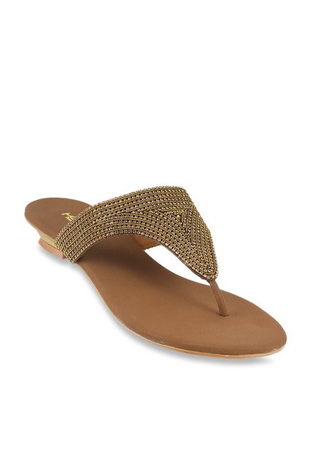 Metro Antique Gold Thong Sandals Price in India