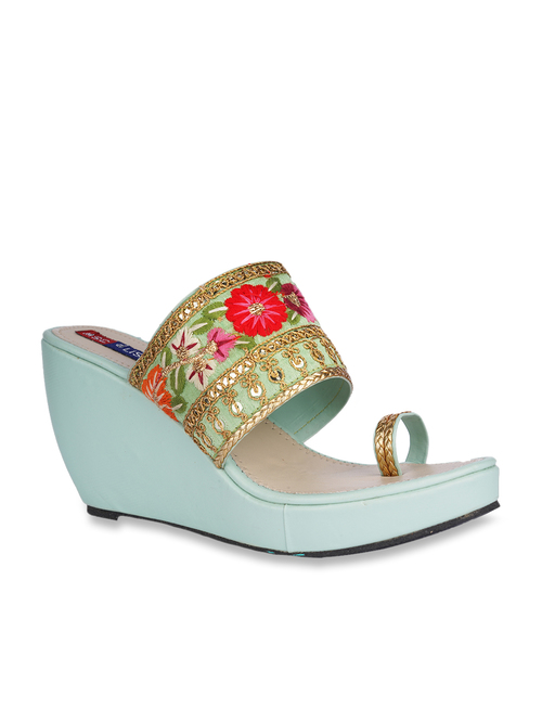 Lishabee by MSC Pista Green Toe Ring Wedges Price in India