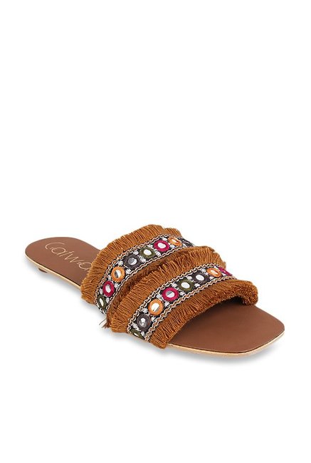 Catwalk Tan Ethnic Sandals Price in India