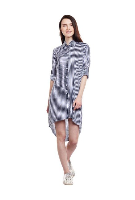 MEEE Navy & White Striped Long Shirt Price in India