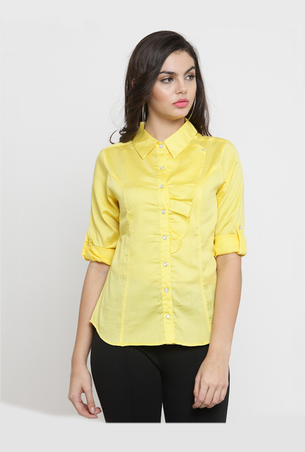 Latin Quarters Yellow Textured Shirt Price in India