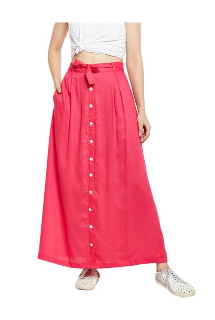 MEEE Pink Maxi Rayon Skirt Price in India