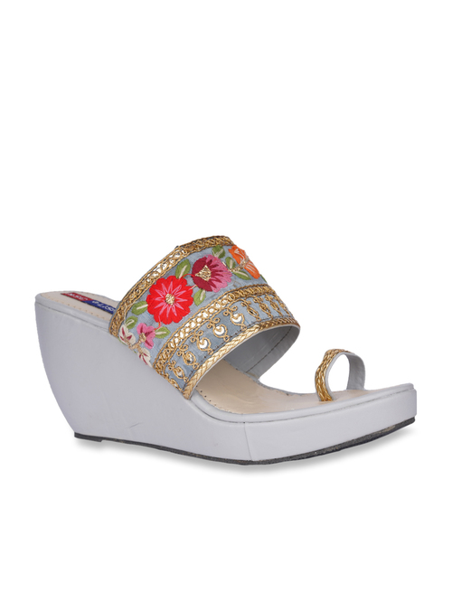 Lishabee by MSC Grey Toe Ring Wedges Price in India