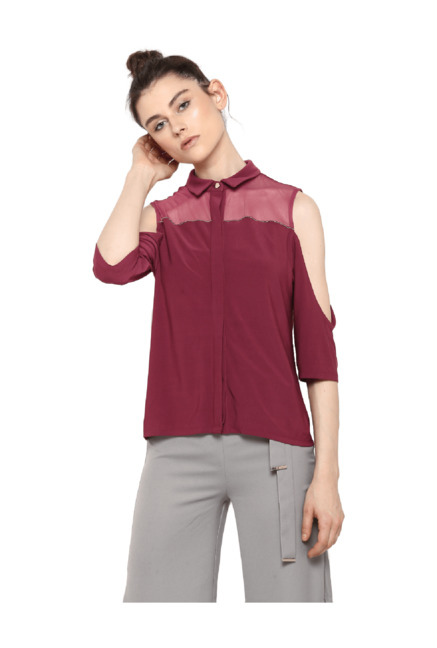 Kazo Maroon Semi Fitted Shirt Price in India